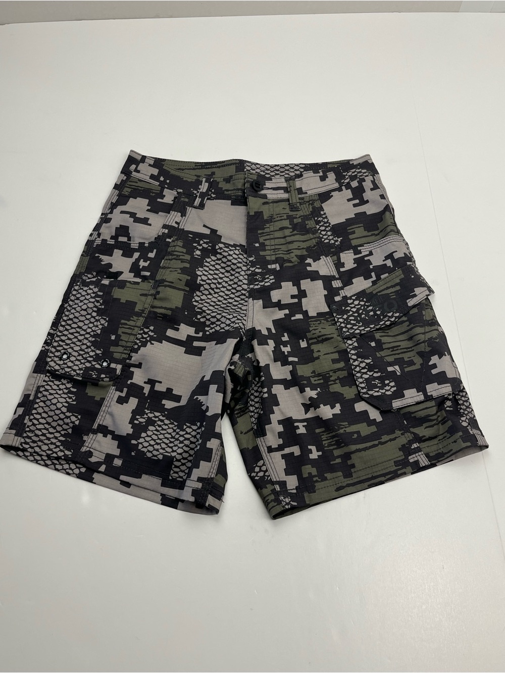 Aftco Youth Tactical‎ Shorts Boys Size 24 Black Green Digital Camo Cargo Ripstop